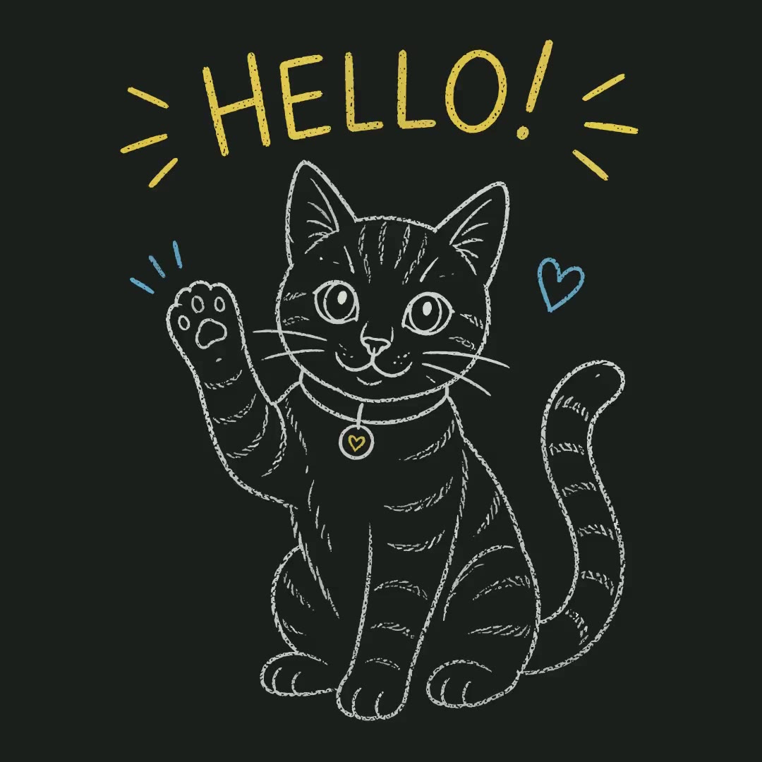 Say Hello with this Cute Waving Cat